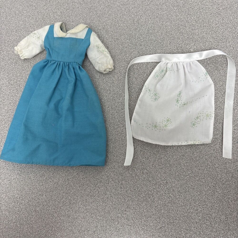 Vintage *Barbie* Disney Clothes: Blue & White Belle Dress & Apron 1990